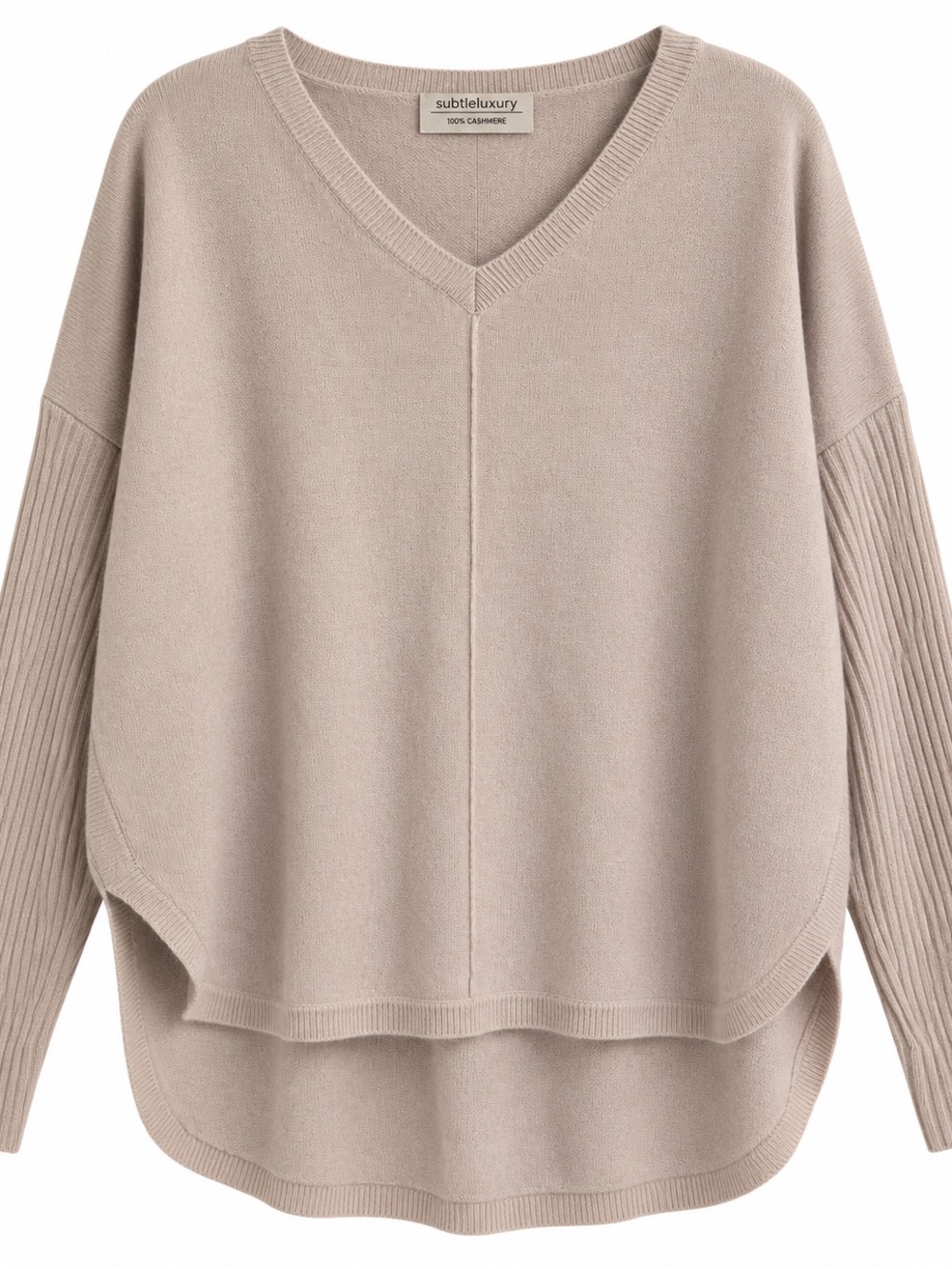 Subtle Luxury 100% Cashmere Dusty Pink V-Neck Knit Sweater